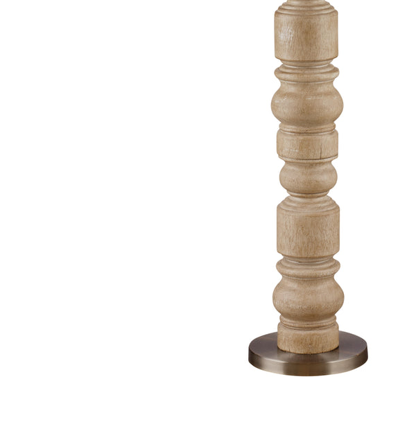 Basset Mirror Helford Floor Lamp: Elegant Carved Wood Base, Modern Drum Shade For Stylish Home Lighting Solutions Brown Polyresin L4630f