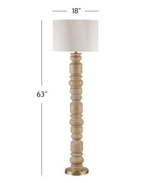 Basset Mirror Helford Floor Lamp: Elegant Carved Wood Base, Modern Drum Shade For Stylish Home Lighting Solutions Brown Polyresin L4630f