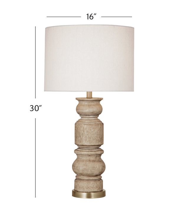 Basset Mirror Helford Table Lamp - Elegant Carved Wood Base With Modern Design And Warm Drum Shade For Any Room Brown Resin L4631t