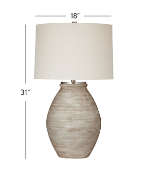 Basset Mirror Fraser Table Lamp – Modern Boho Design With Textured Cream Base & Soft Linen Drum Shade For Cozy Vibes Cream Cement L4634t