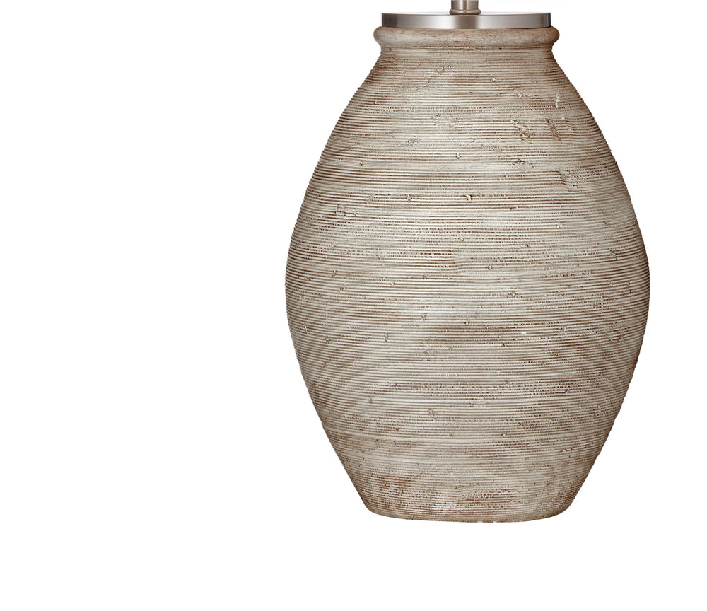 Basset Mirror Fraser Table Lamp – Modern Boho Design With Textured Cream Base & Soft Linen Drum Shade For Cozy Vibes Cream Cement L4634t