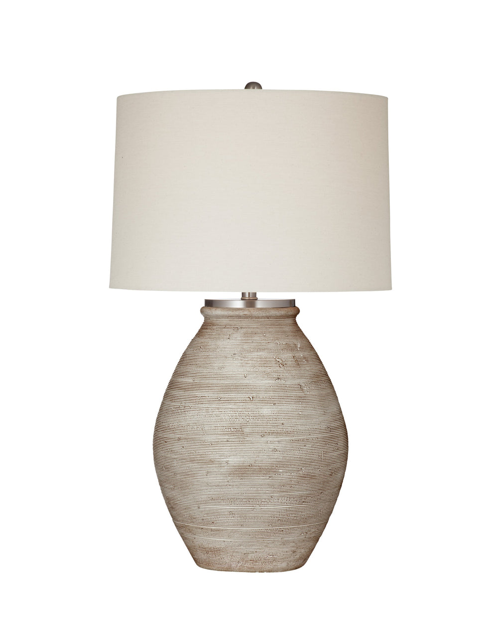 Basset Mirror Fraser Table Lamp – Modern Boho Design With Textured Cream Base & Soft Linen Drum Shade For Cozy Vibes Cream Cement L4634t