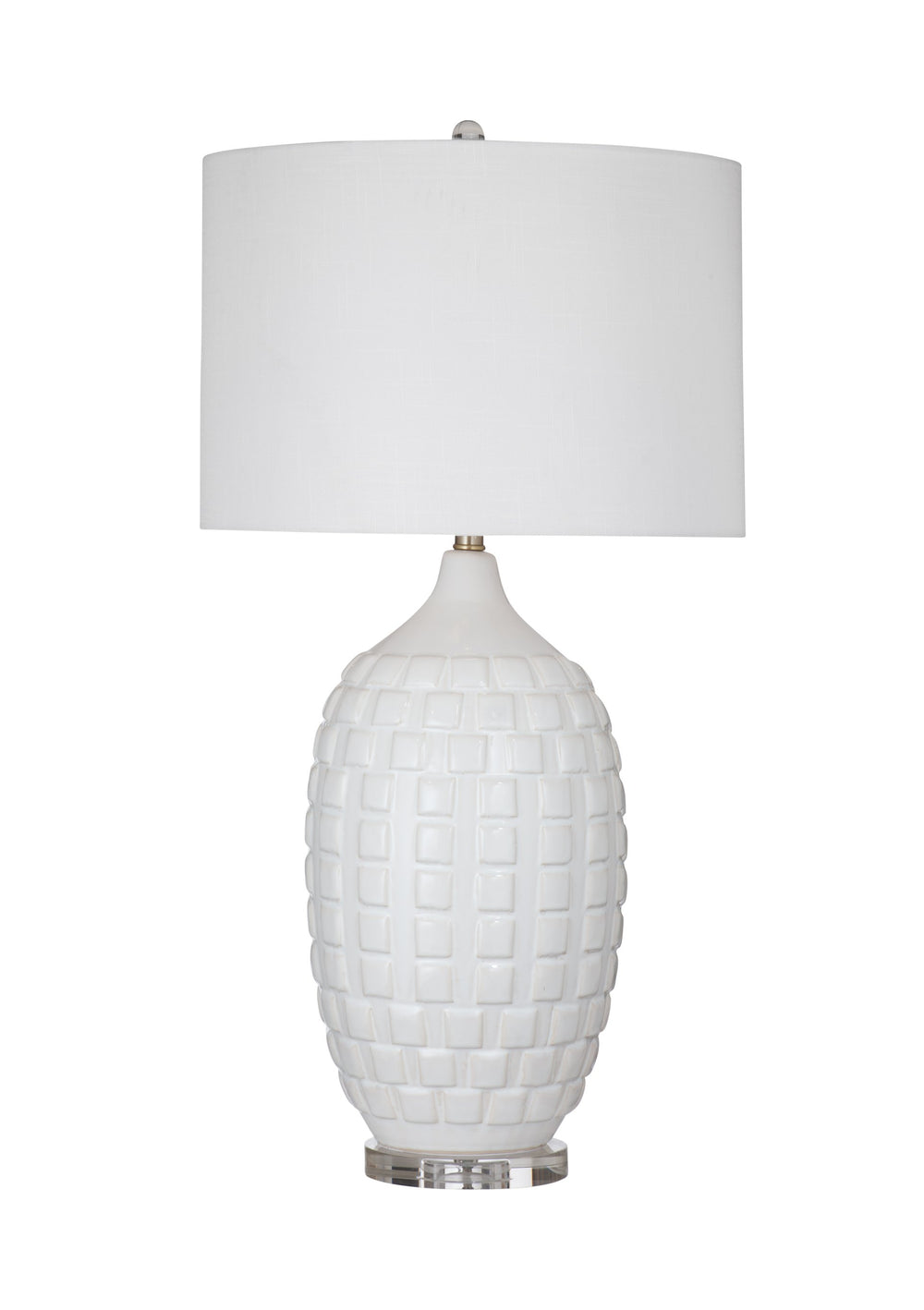 Basset Mirror Sesser Table Lamp – Modern White Ceramic Design With Elegant Drum Shade For Stylish Home Décor White Ceramic L4637t