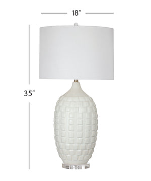 Basset Mirror Sesser Table Lamp – Modern White Ceramic Design With Elegant Drum Shade For Stylish Home Décor White Ceramic L4637t