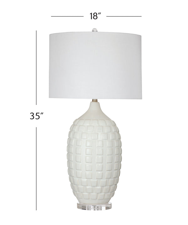 Basset Mirror Sesser Table Lamp – Modern White Ceramic Design With Elegant Drum Shade For Stylish Home Décor White Ceramic L4637t