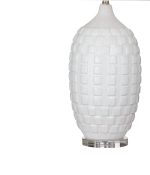 Basset Mirror Sesser Table Lamp – Modern White Ceramic Design With Elegant Drum Shade For Stylish Home Décor White Ceramic L4637t