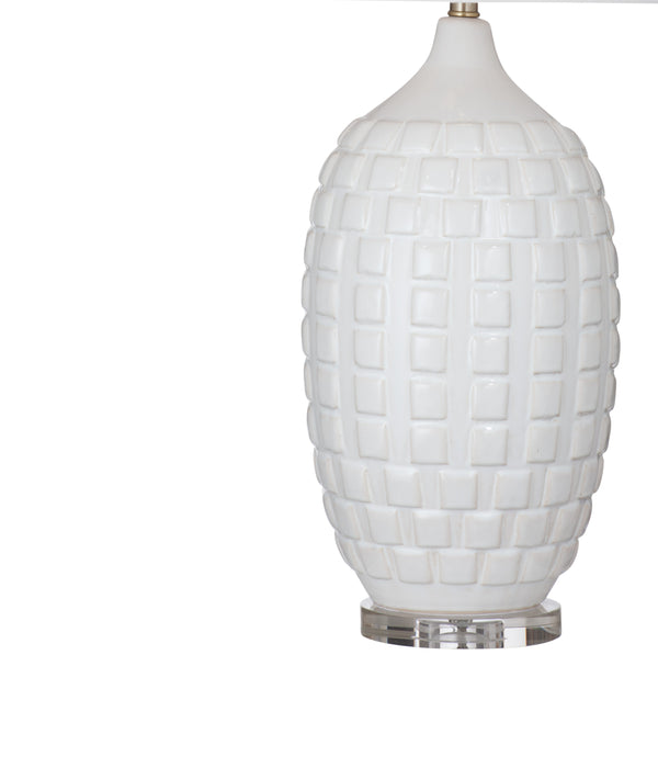 Basset Mirror Sesser Table Lamp – Modern White Ceramic Design With Elegant Drum Shade For Stylish Home Décor White Ceramic L4637t