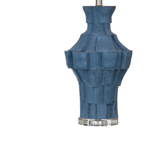 Basset Mirror Kenora Table Lamp - Modern Blue Textured Base With Acrylic Accents & Soft White Drum Shade, Stylish Glow Blue Resin L4639t