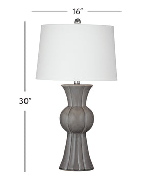 Basset Mirror Orillia Table Lamp - Elegant Grey Ceramic Base With White Drum Shade For Timeless Home Ambiance Gray Ceramic L4640t