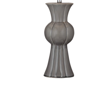 Basset Mirror Orillia Table Lamp - Elegant Grey Ceramic Base With White Drum Shade For Timeless Home Ambiance Gray Ceramic L4640t