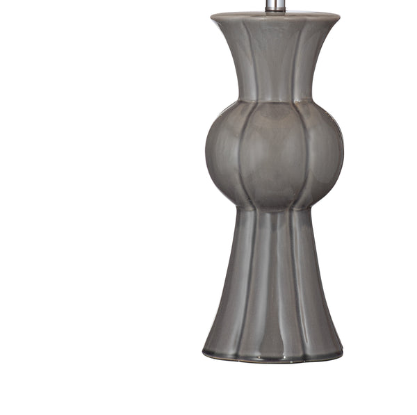 Basset Mirror Orillia Table Lamp - Elegant Grey Ceramic Base With White Drum Shade For Timeless Home Ambiance Gray Ceramic L4640t