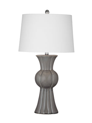 Basset Mirror Orillia Table Lamp - Elegant Grey Ceramic Base With White Drum Shade For Timeless Home Ambiance Gray Ceramic L4640t