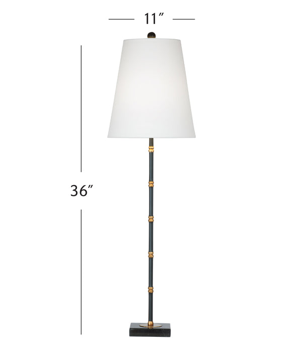 Basset Mirror Alamance Table Lamp - Elegant Metal Design With Gold Beads & Soft White Shade For Any Room's Style Black Metal L4645t