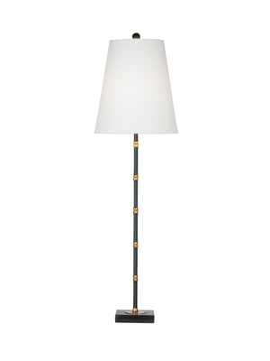 Basset Mirror Alamance Table Lamp - Elegant Metal Design With Gold Beads & Soft White Shade For Any Room's Style Black Metal L4645t