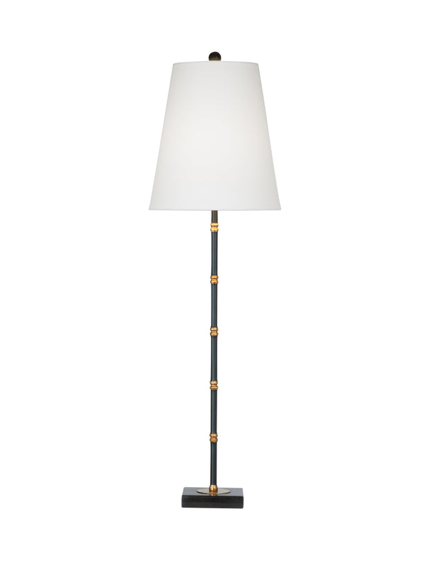 Basset Mirror Alamance Table Lamp - Elegant Metal Design With Gold Beads & Soft White Shade For Any Room's Style Black Metal L4645t