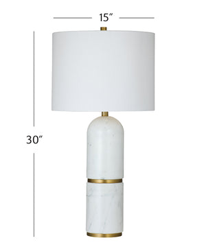 Basset Mirror Wake Table Lamp - Sleek Marble Base With Brass Accents For Modern Elegance & Ambient Lighting White Marble L4646t