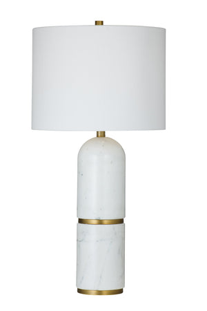 Basset Mirror Wake Table Lamp - Sleek Marble Base With Brass Accents For Modern Elegance & Ambient Lighting White Marble L4646t