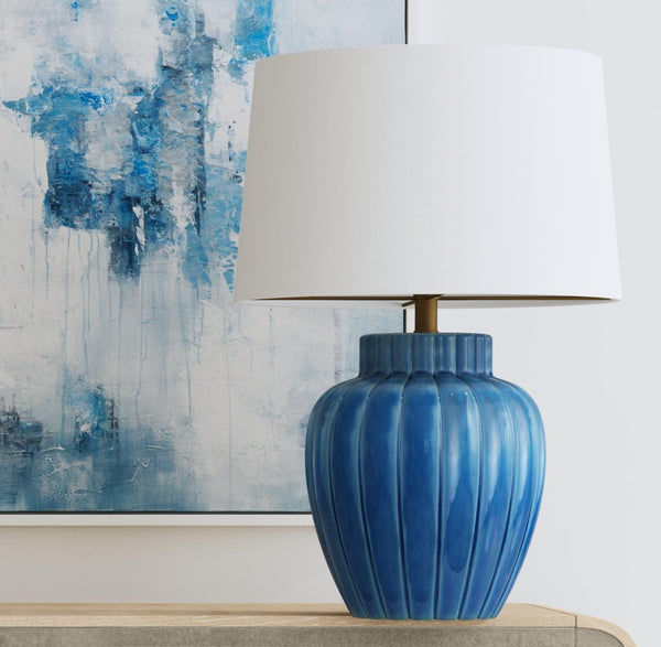 Basset Mirror Avery Table Lamp - Coastal-inspired Blue Ceramic Base For Modern Home Décor And Vibrant Style  Ceramic L4648t