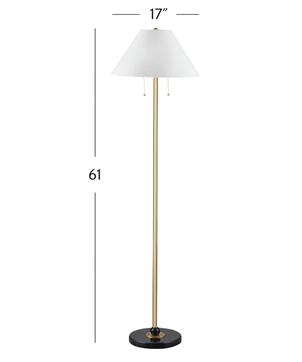 Basset Mirror Lenor Floor Lamp - Sophisticated Contemporary Design With Black Marble Base & Dual Pull Switches Gold Metal,Marble L4652f