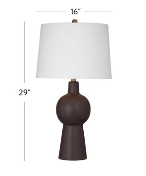 Basset Mirror Groton Table Lamp - Modern Elegance With Warm Brown Finish, Brass Accents & Crisp White Shade Brown Ceramic L4655t