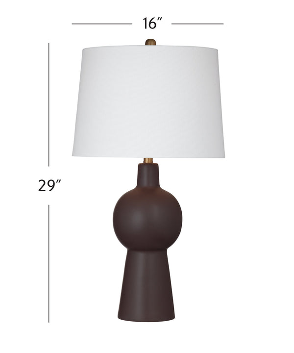 Basset Mirror Groton Table Lamp - Modern Elegance With Warm Brown Finish, Brass Accents & Crisp White Shade Brown Ceramic L4655t