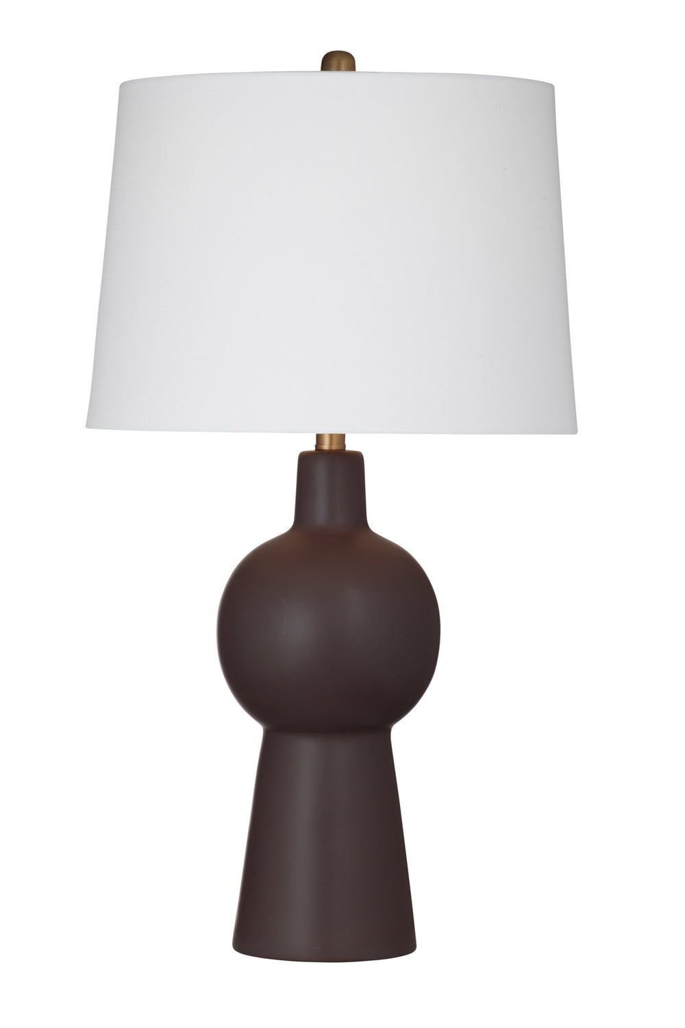 Basset Mirror Groton Table Lamp - Modern Elegance With Warm Brown Finish, Brass Accents & Crisp White Shade Brown Ceramic L4655t