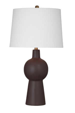Basset Mirror Groton Table Lamp - Modern Elegance With Warm Brown Finish, Brass Accents & Crisp White Shade Brown Ceramic L4655t