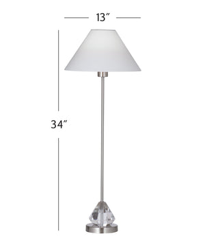 Basset Mirror Milford Table Lamp - Elegant Crystal & Silver Base With Tapered Shade For Luxurious Home Lighting Silver Crystal,Metal L4656t