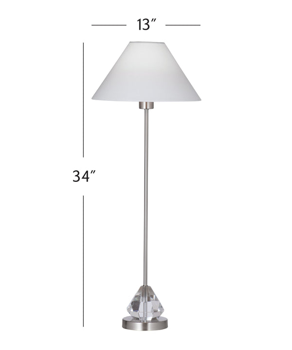 Basset Mirror Milford Table Lamp - Elegant Crystal & Silver Base With Tapered Shade For Luxurious Home Lighting Silver Crystal,Metal L4656t