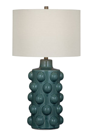 Basset Mirror Lynn Table Lamp - Artisan Blue-green Ceramic Base With Linen Shade For Warmth And Style In Any Room Blue Ceramic L4658t