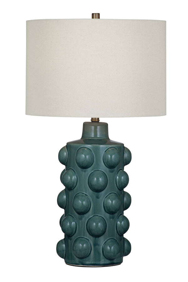 Basset Mirror Lynn Table Lamp - Artisan Blue-green Ceramic Base With Linen Shade For Warmth And Style In Any Room Blue Ceramic L4658t