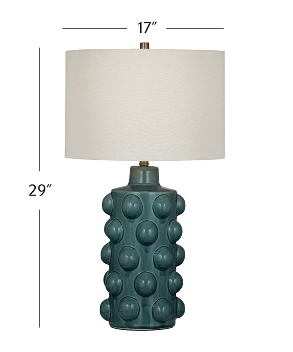 Basset Mirror Lynn Table Lamp - Artisan Blue-green Ceramic Base With Linen Shade For Warmth And Style In Any Room Blue Ceramic L4658t