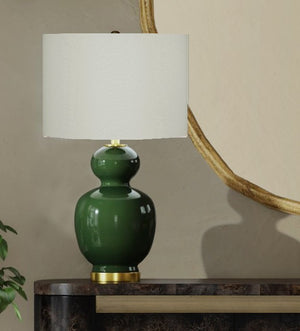 Basset Mirror Layla Table Lamp: Elegant Green Ceramic Base With Gold Accents Perfect For Modern And Traditional Decor Green Ceramic L4660t