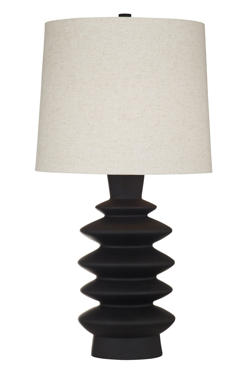 Basset Mirror Andover Table Lamp - Modern Sculptural Design With Flat Black Base And Linen Shade For Stylish Spaces Black Resin L4685t