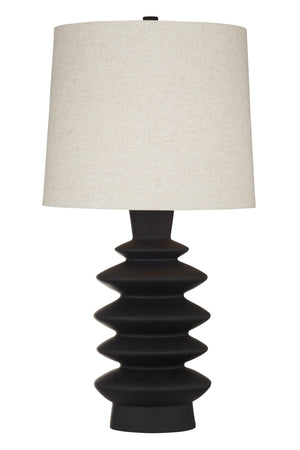 Basset Mirror Andover Table Lamp - Modern Sculptural Design With Flat Black Base And Linen Shade For Stylish Spaces Black Resin L4685t