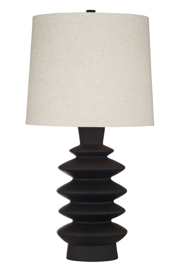 Basset Mirror Andover Table Lamp - Modern Sculptural Design With Flat Black Base And Linen Shade For Stylish Spaces Black Resin L4685t