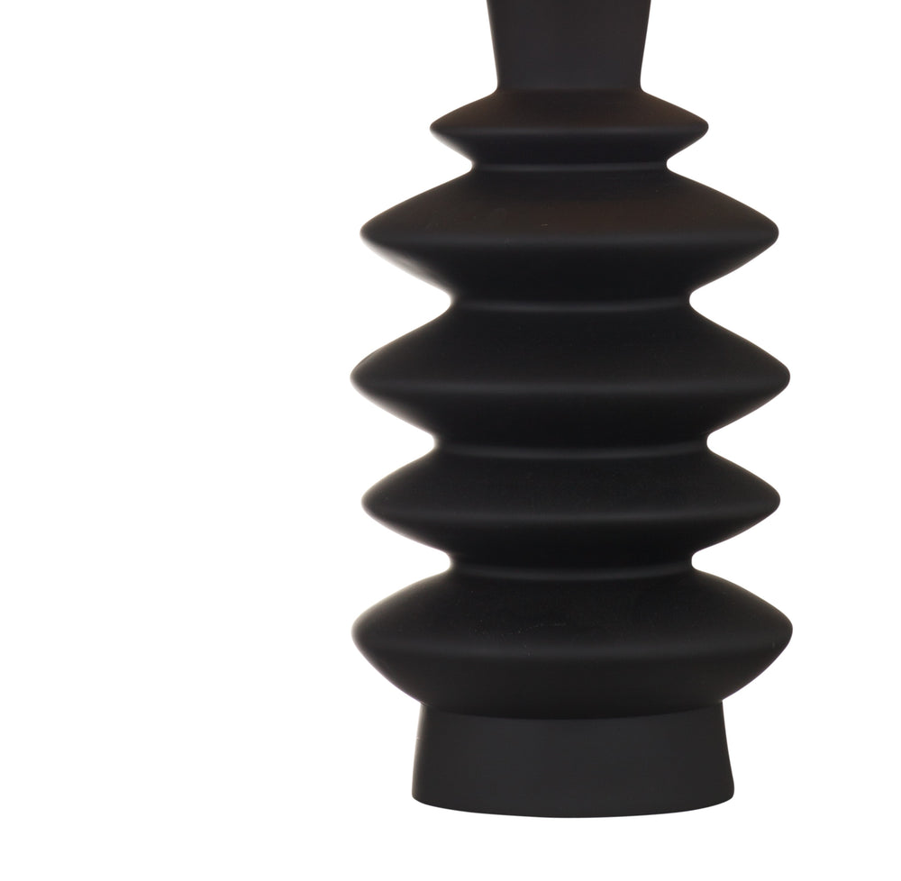 Basset Mirror Andover Table Lamp - Modern Sculptural Design With Flat Black Base And Linen Shade For Stylish Spaces Black Resin L4685t