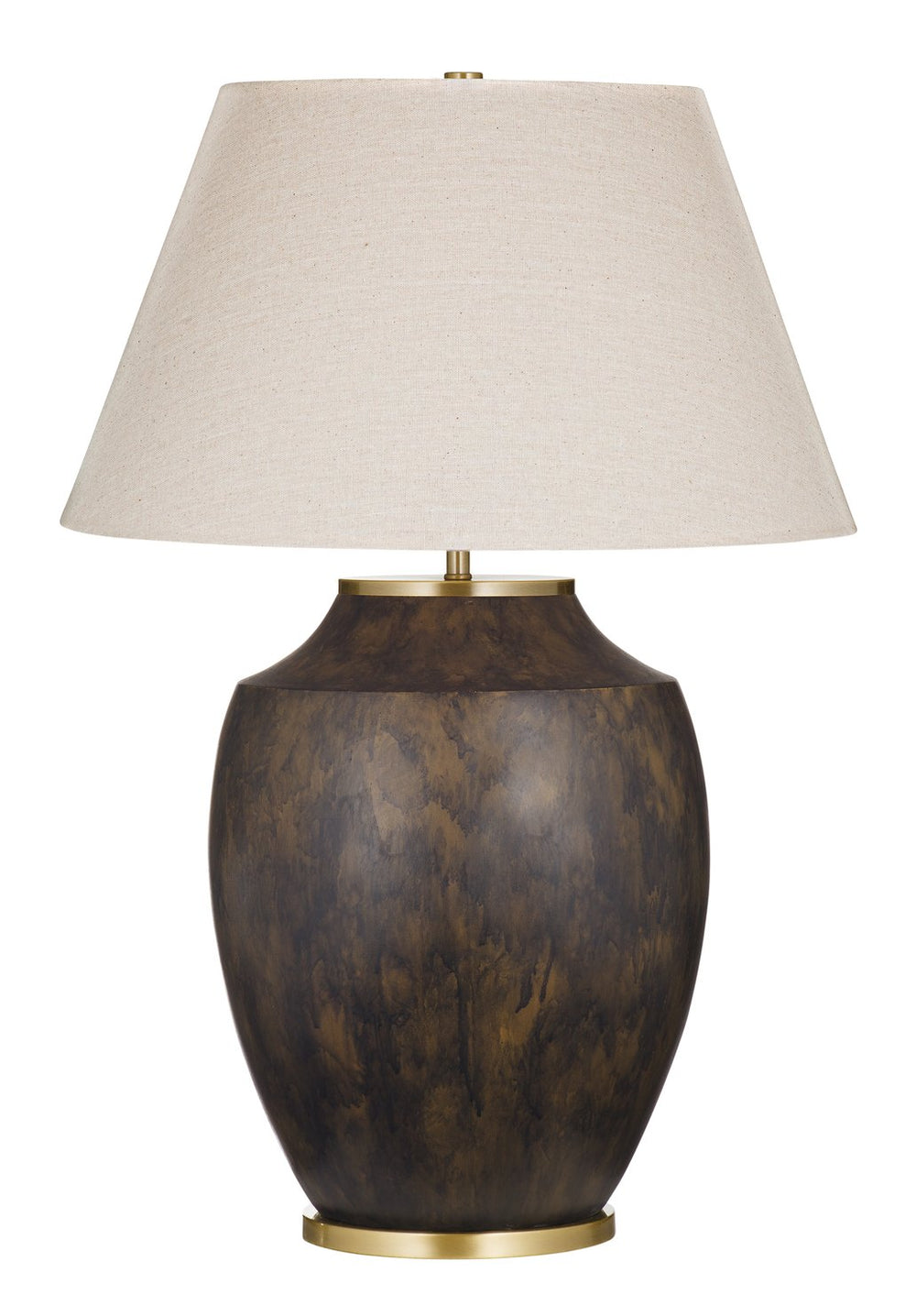 Basset Mirror Ashe Table Lamp - Modern Traditional Design With Rich Brown Finish & Elegant Linen-style Shade Brown Resin L4696t