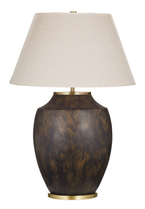 Basset Mirror Ashe Table Lamp - Modern Traditional Design With Rich Brown Finish & Elegant Linen-style Shade Brown Resin L4696t