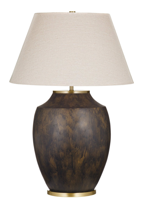 Basset Mirror Ashe Table Lamp - Modern Traditional Design With Rich Brown Finish & Elegant Linen-style Shade Brown Resin L4696t