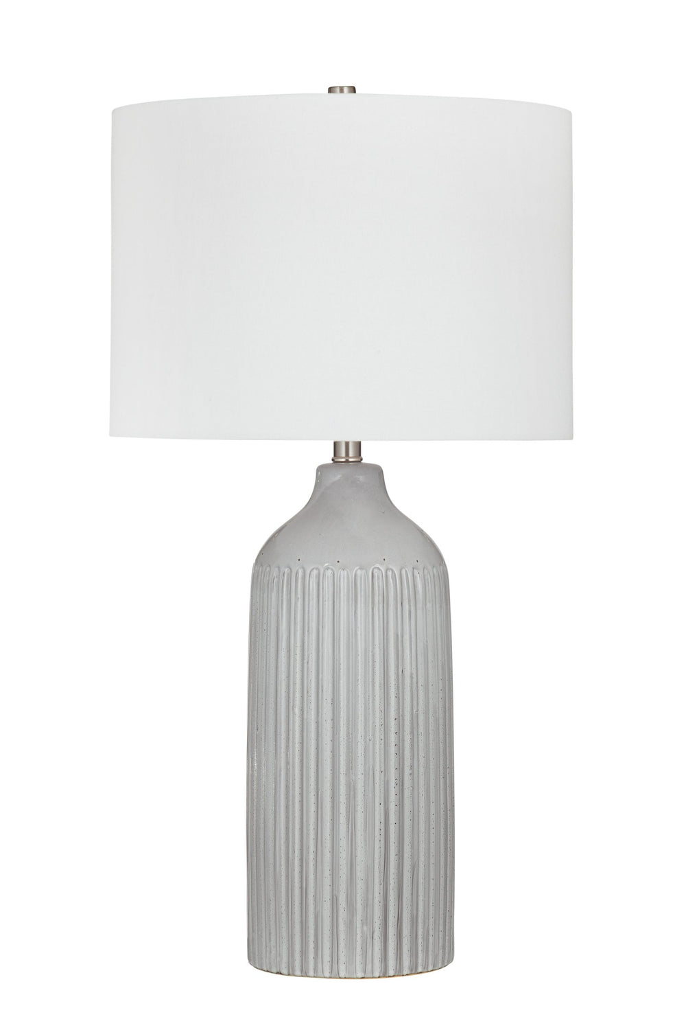 Basset Mirror Dorchester Table Lamp - Elegant Grey Ceramic Base With Subtle Carved Detail & Crisp White Shade Gray Ceramic L4704t
