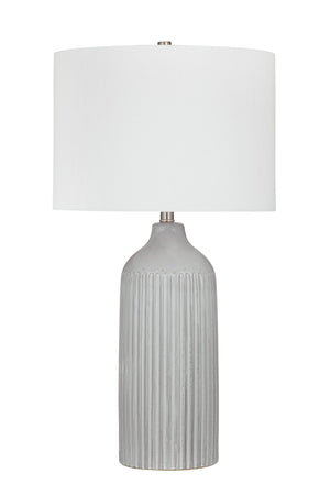 Basset Mirror Dorchester Table Lamp - Elegant Grey Ceramic Base With Subtle Carved Detail & Crisp White Shade Gray Ceramic L4704t