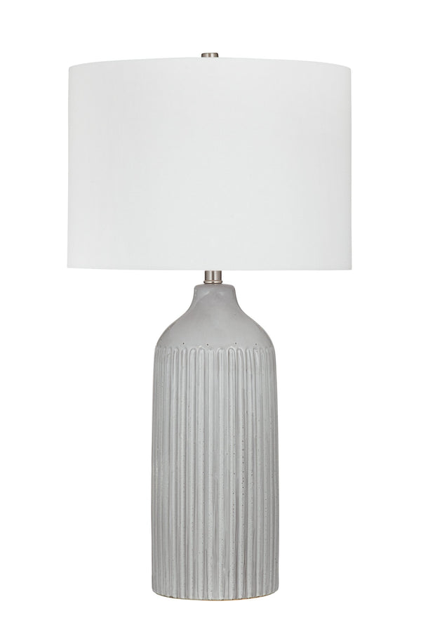 Basset Mirror Dorchester Table Lamp - Elegant Grey Ceramic Base With Subtle Carved Detail & Crisp White Shade Gray Ceramic L4704t