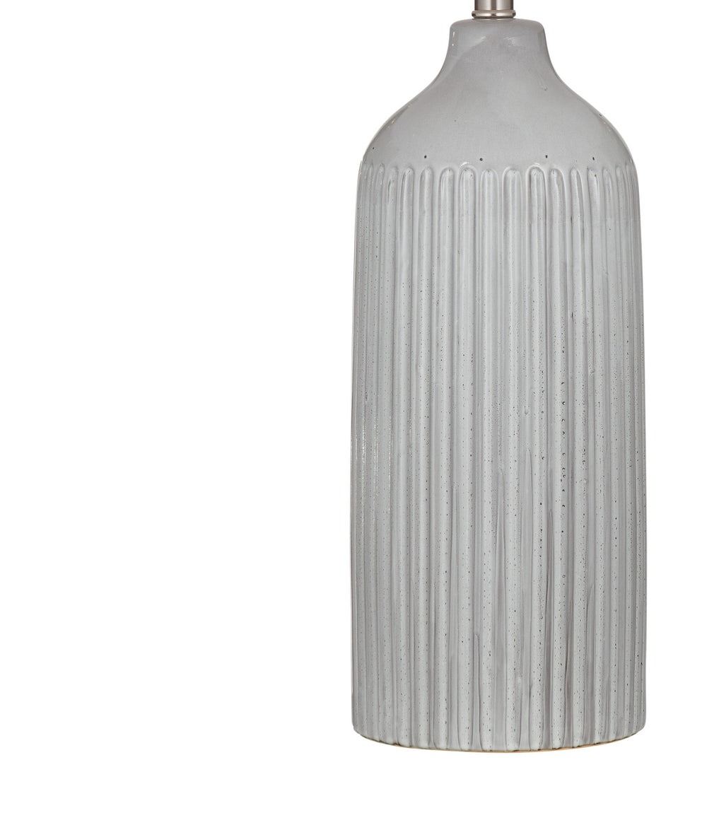 Basset Mirror Dorchester Table Lamp - Elegant Grey Ceramic Base With Subtle Carved Detail & Crisp White Shade Gray Ceramic L4704t