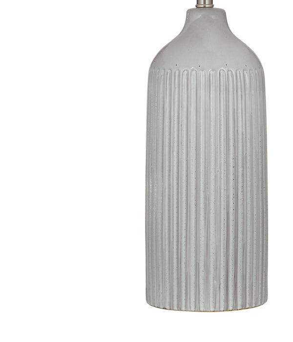 Basset Mirror Dorchester Table Lamp - Elegant Grey Ceramic Base With Subtle Carved Detail & Crisp White Shade Gray Ceramic L4704t