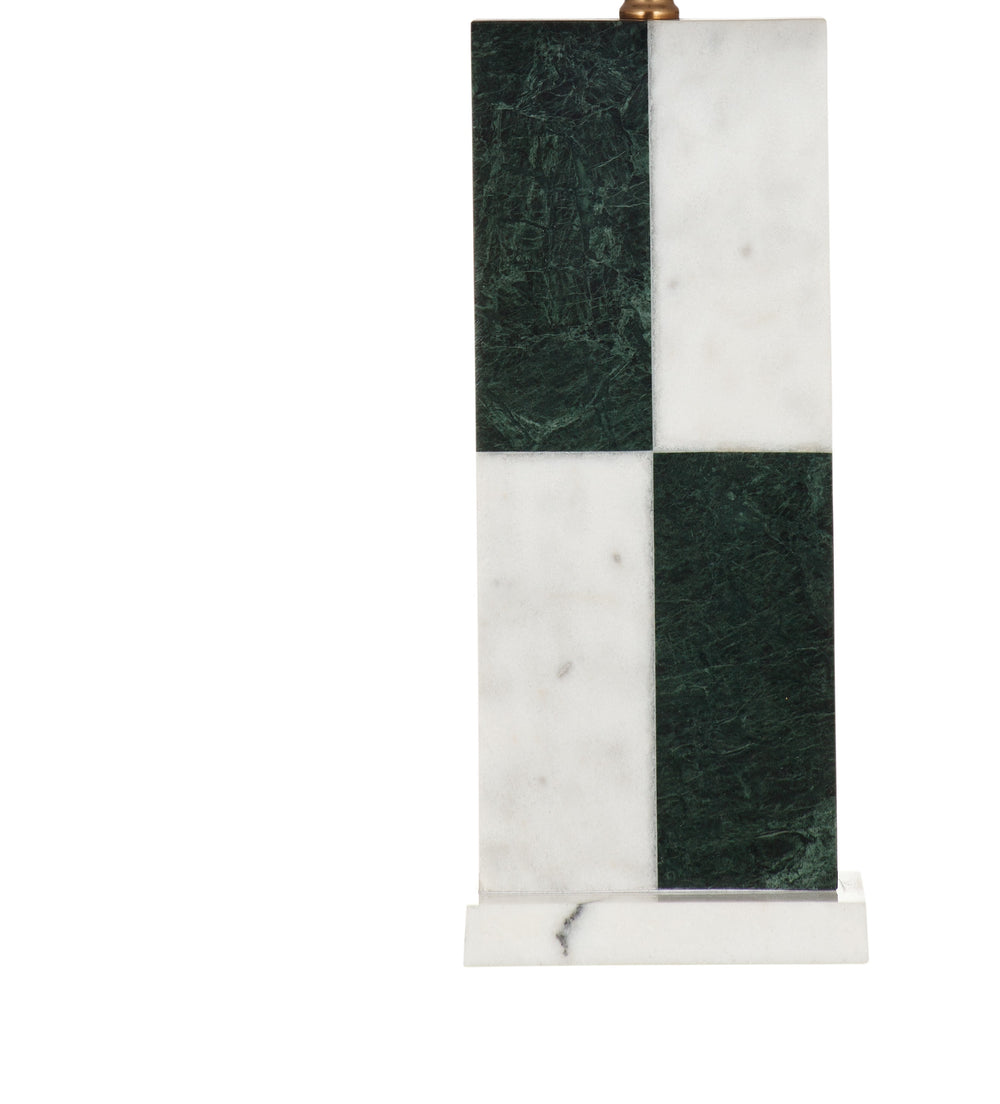 Basset Mirror Midcrest Table Lamp - Elegant Checkered Marble Base With Rectangular Shade For Modern Interiors White Marble L4706t