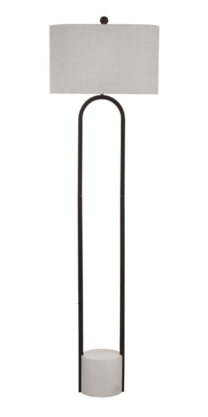 Basset Mirror Middlefield Floor Lamp - Modern Industrial Design With Concrete Base & Gray Linen Shade For Elegance Black Metal,Cement L4707f