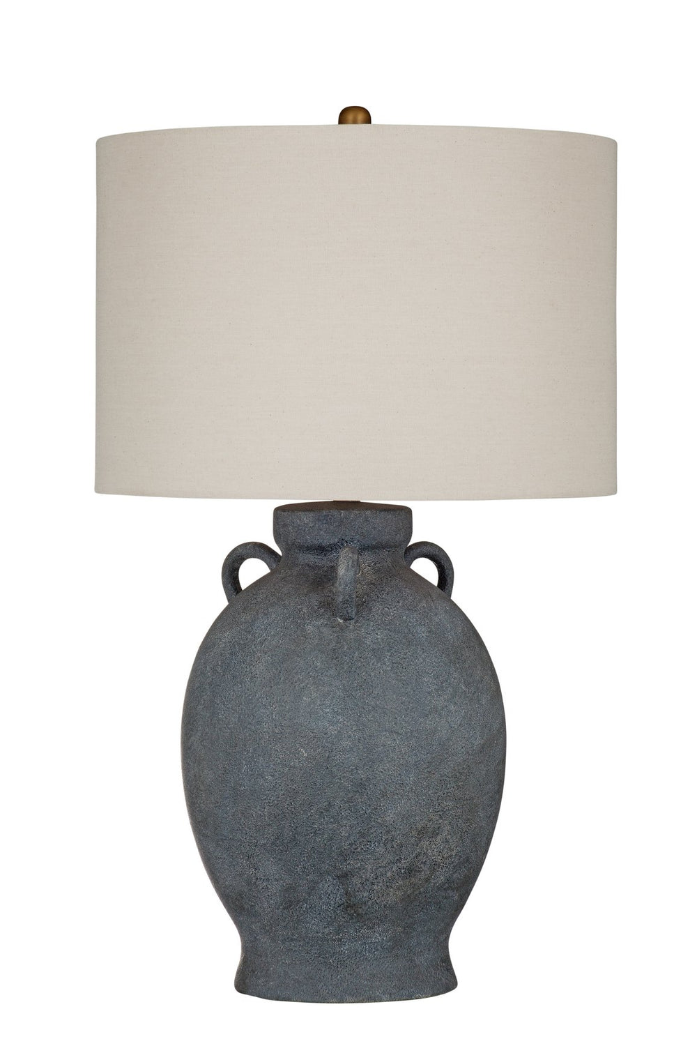Basset Mirror Canongate Table Lamp - Modern Traditional Design With Textured Grey Base & Cream Linen Shade Glow Gray Ceramic L4717t