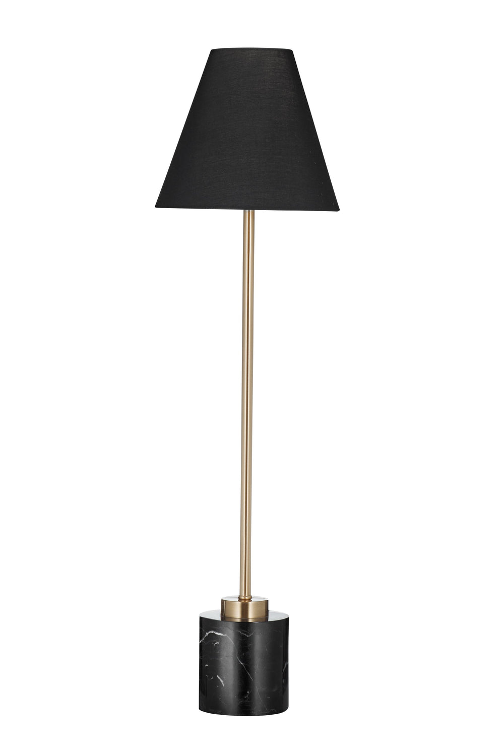 Basset Mirror Naomi Table Lamp - Modern Black Marble Base With Antique Gold Accents & Elegant Tapered Shade Design Black Metal,Marble L4729t
