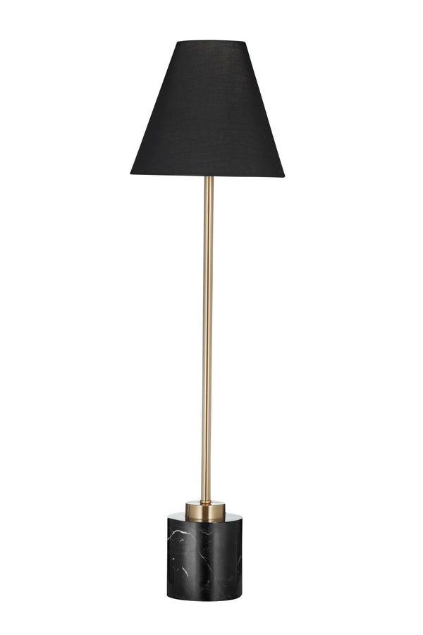Basset Mirror Naomi Table Lamp - Modern Black Marble Base With Antique Gold Accents & Elegant Tapered Shade Design Black Metal,Marble L4729t